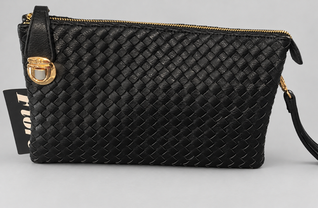 FIORE BLACK HANDBAG CLUTCH OR CROSSBODY