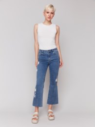 CHARLIE B JEANS FLOWER AND CROCHET DETAIL