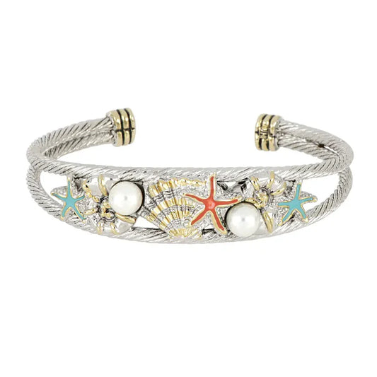 JOHN MEDEIROS BRACELET TURQUOISE/CORAL WIRE CUFF