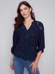 CHARLIE B COTTON EYELET SHIRT