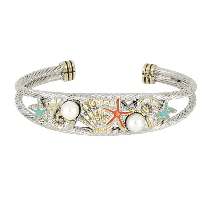 JOHN MEDEIROS BRACELET TURQUOISE/CORAL WIRE CUFF