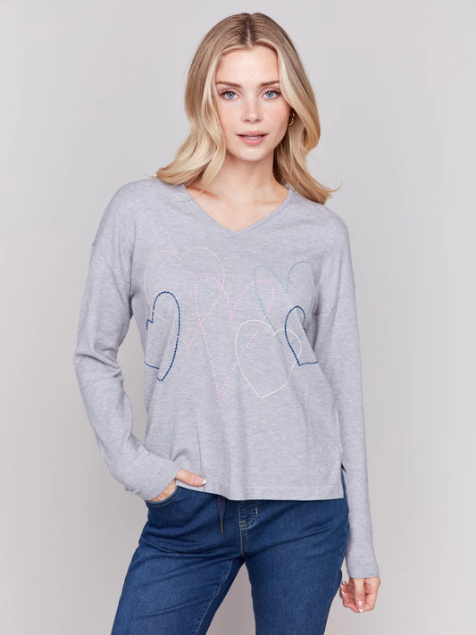 CHARLIE B HEART STICH SWEATER