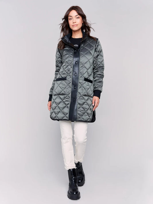 CHARLIE B QUILTED COAT REVERSIBLE