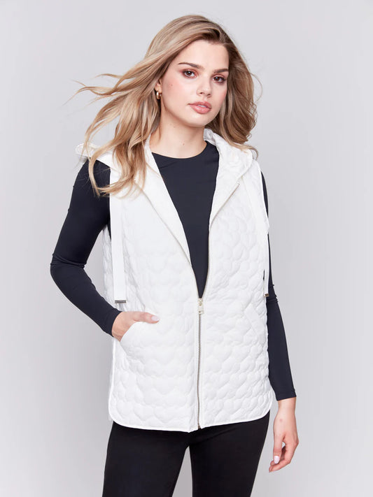 CHARLIE B PUFFER VEST IN ECRU